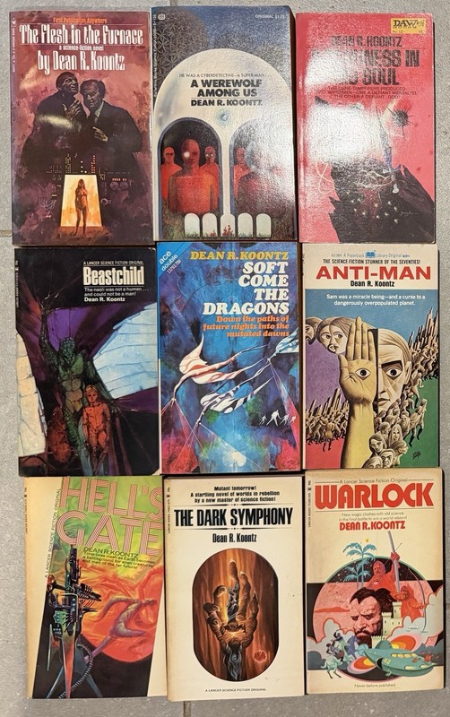 DEAN KOONTZ Lot 9 Early SCI-FI Dystopian Thriller ANTI-MAN Warlock Dark Symphony