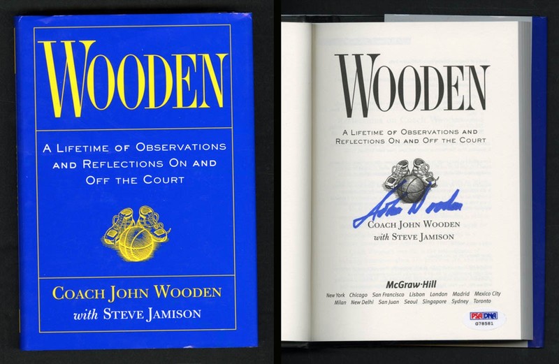 John Wooden SIGNED Wooden HC PSA/DNA AUTOGRAPHED UCLA Pyramid of Success Coach