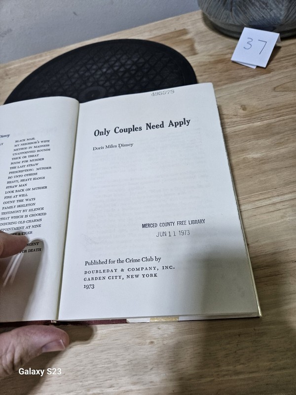 Only Couples Need Apply by Doris Miles Disney 1973 First Edition Hardcover gallery
