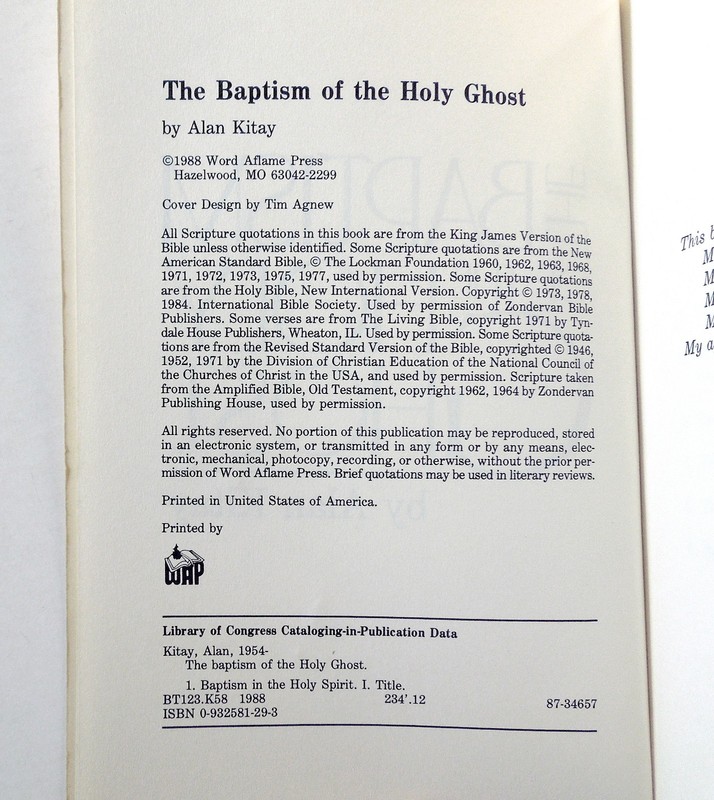 The Baptism of the Holy Ghost - Alan Kitay, 1988 sc, Word Aflame Press gallery
