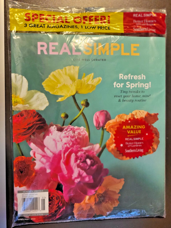 Bundle of 3 Great Magazines -BH&G-Southern Living-Real Simple -New Spring Issues