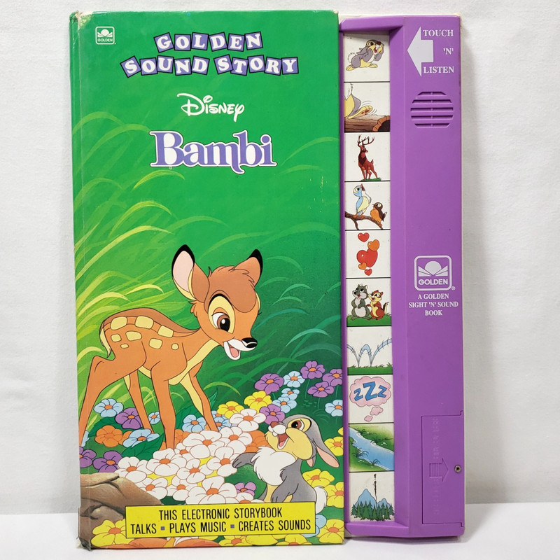 Disney Golden Sound Story Bambi Book Vintage 1991 Tested Works Touch N Listen