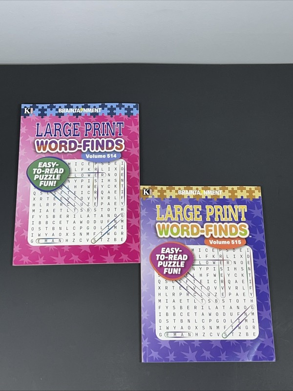 LOT OF 2 KAPPA Large Print Word-Finds Word Search Puzzle Books vol.514 & 515