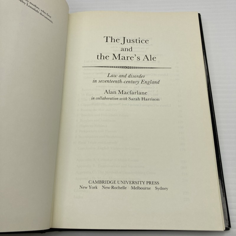 Law & Disorder in 17th Century England Justice and the Mare's Ale Macfarlane HC gallery