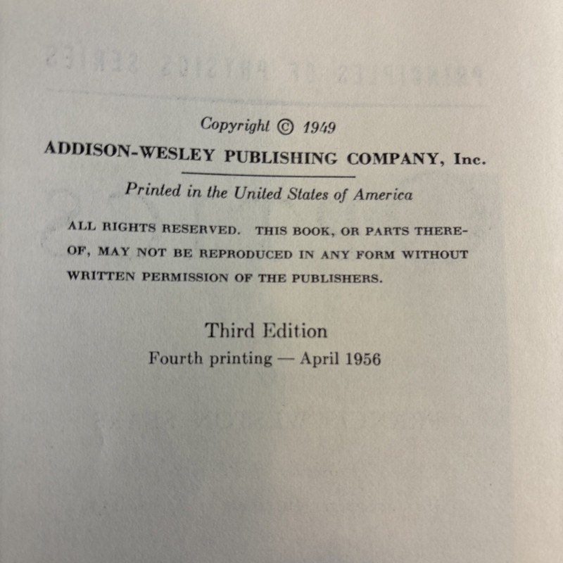 OPTICS By Francis Weston Sears 1949 HC Principles of Physics Addison Wesley B86 gallery