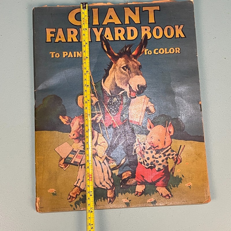 1936 Giant Farmyard Coloring Book - Partially Colored - 14 by 11 inches! gallery