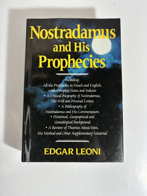 Nostradamus and His Prophecies, Edgar Leoni 1982 Hardcover & Dust Jacket C7