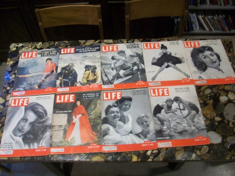 9 Life Magazines – complete run Jul. 6th, 1953 to Aug 31st, 1953. In G+ Cond