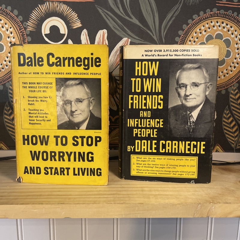 Dale Carnegie Vintage 2-Book Lot How To Win Friends Stop Worrying Hardcover DJ gallery