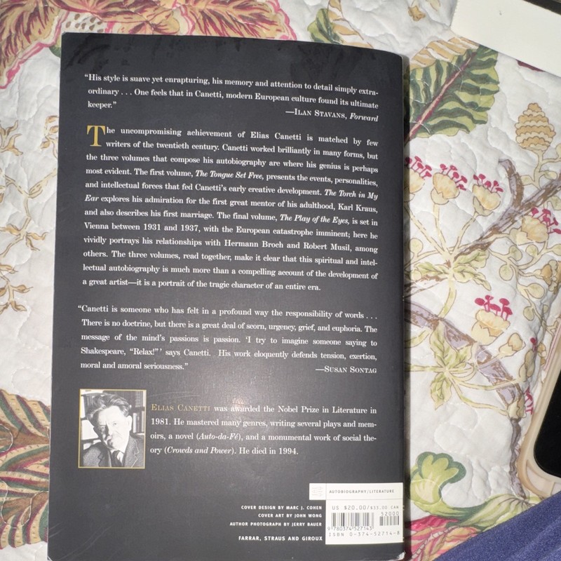 The Memoirs of Elias Canetti | Nobel Prize Literature | FSG Paperback gallery
