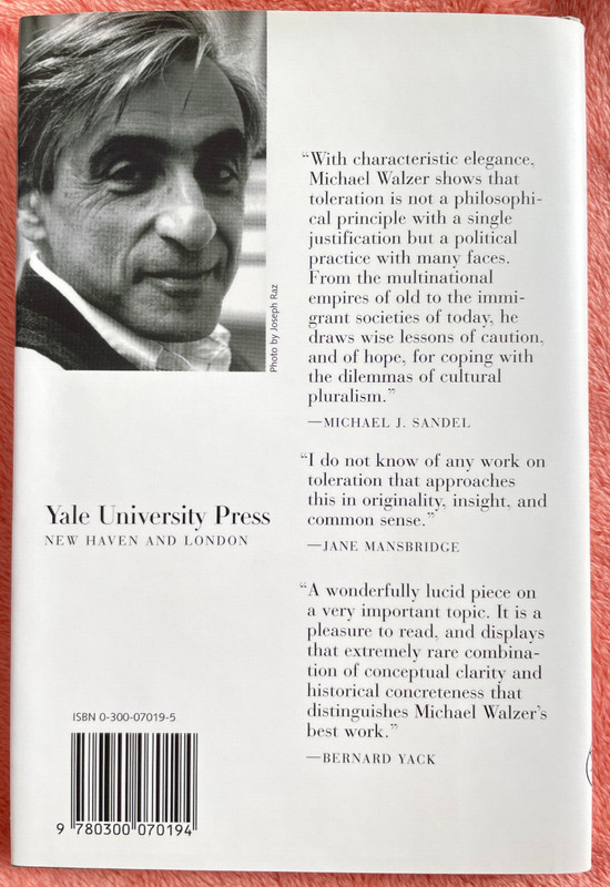 On Toleration / Michael Walzer (Yale University Press 1997 hardcover) gallery