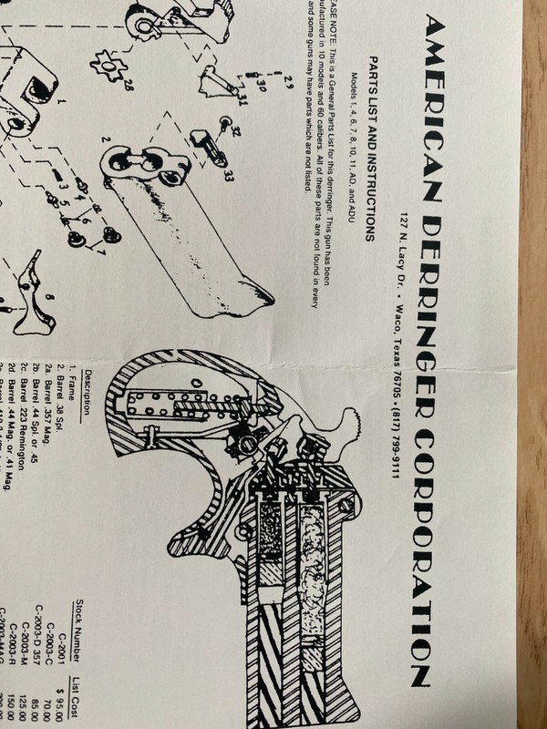 AMERICAN DERRINGER CORPORATION MODELS 1, 4, 6, 7, 8, 10, 11, OWNERS MANUAL