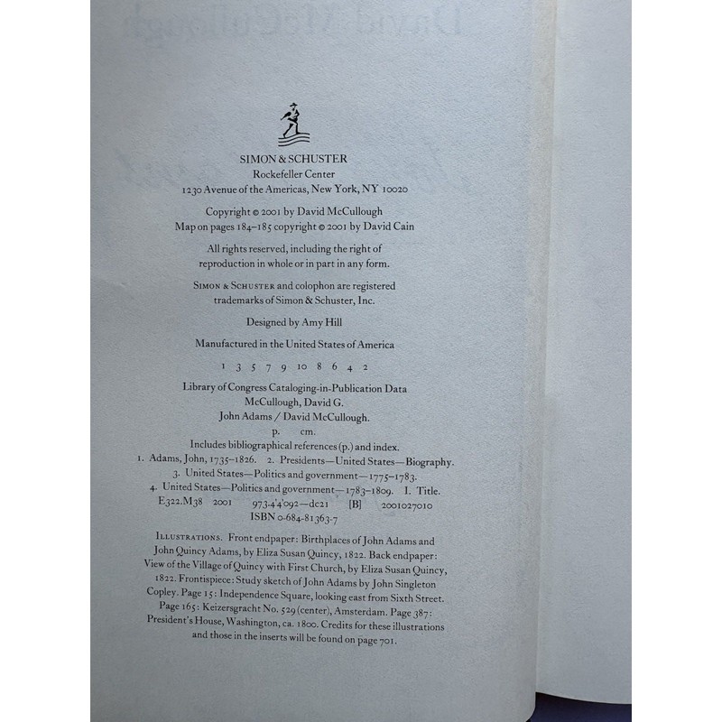 John Adams by David McCullough 2001 Hardcover 1st Edition & Printing DJ Book VG gallery