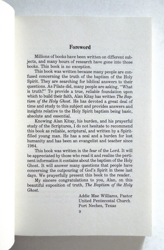 The Baptism of the Holy Ghost - Alan Kitay, 1988 sc, Word Aflame Press gallery