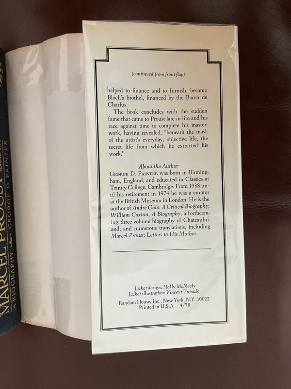 Marcel Proust :Biography by George D. Painter Vol. I & 2, Very Good 1st Ed gallery