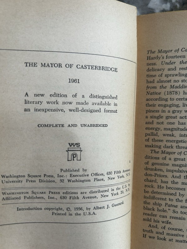 The Mayor of Casterbridge by Thomas Hardy, Washington Square Press 1961 gallery