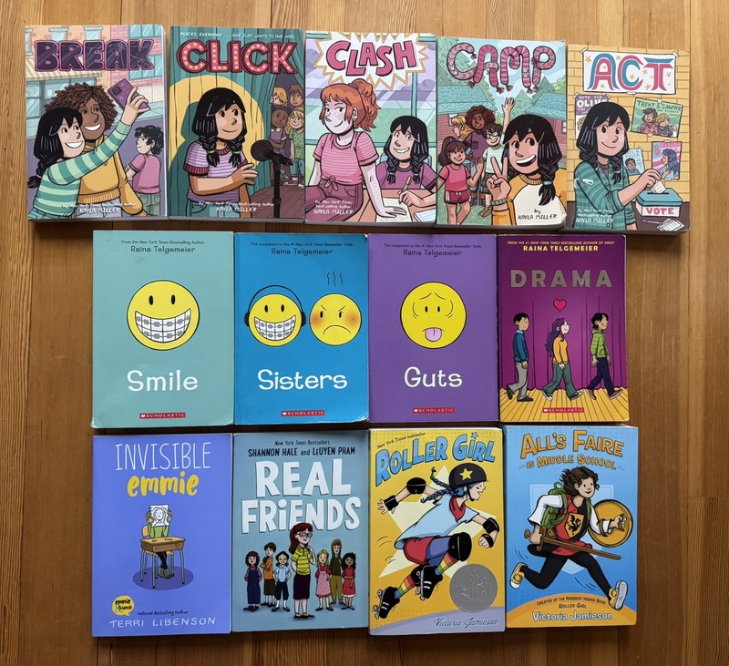 Lot of 13 Girl Preteen Graphic Novels Raina Telgemeier, Kayla Miller, Jamieson