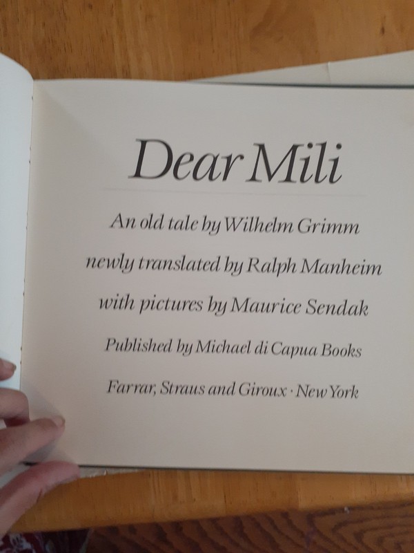 Dear Mili by Wilhelm K. Grimm Maurice Sendak 1988, Hardcover gallery