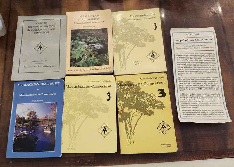 6 APPALACHIAN TRAIL GUIDES in MASSACHUSETTS-CONNECTICUT with 5 Maps