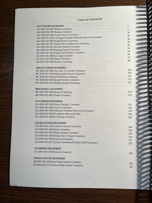 Tombstones of Sussex County Delaware Volume 3 ~ Genealogy History ~ Spiral Bound gallery
