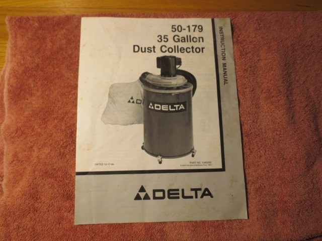 Delta 35 Gallon Dust Collector (Model 50-179) Manual: 8 Pages