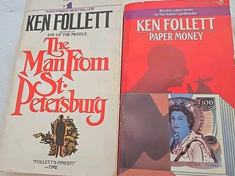 Ken Follett paperbacks lot of 2 Paper Money, The Man From St Petersburg Signet