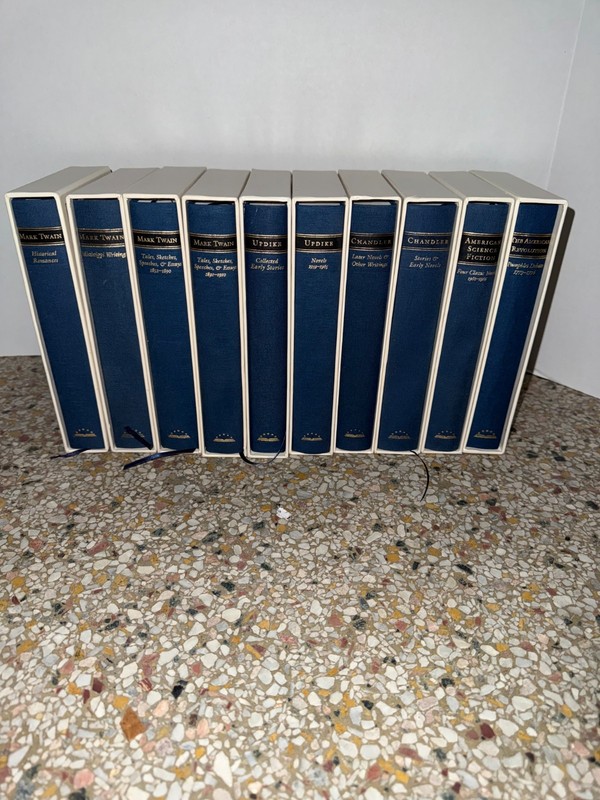 The Library of America, Blue 10 Vol Lot W/Slipcases, Twain, Updike, Chandler