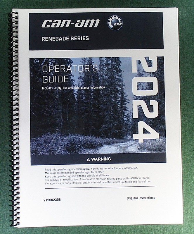 2024 Can-Am Renegade X xc 1000R Owner’s Manual: 240 Pages & Protective Covers