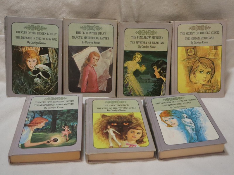 lot of 7 Nancy Drew 2-in-1 books lavender hardcover 14 titles