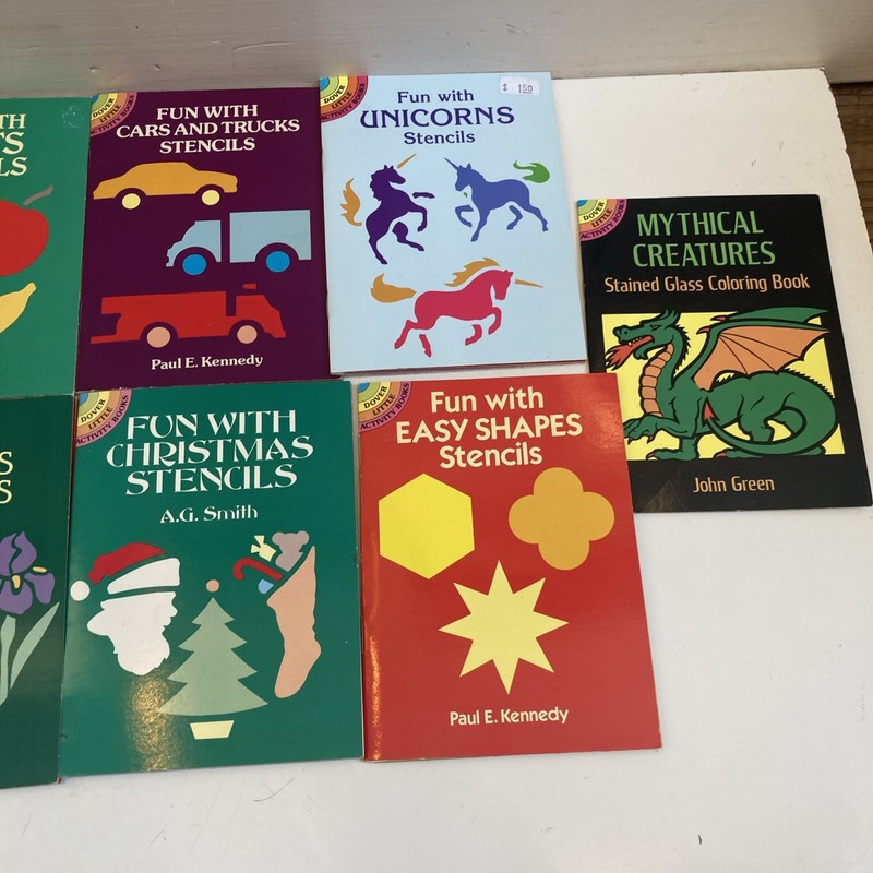 Vintage Dover Stencil Books 10 In Lot Plus One Stained Glass Coloring Book gallery