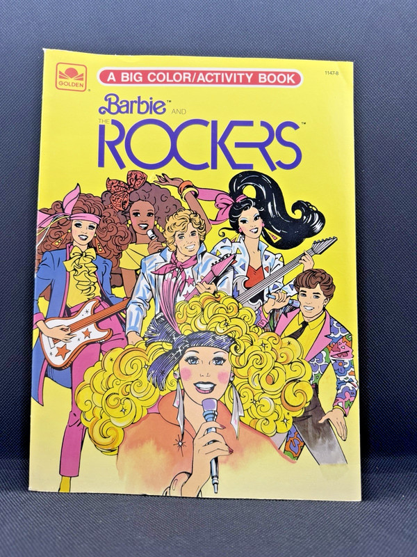 NEW 1987 BARBIE & ROCKERS COLORING BOOK NEW WAVE RETRO DIVA DANA DEREK AND DEE
