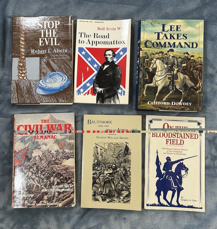 Lot Of 6 Civil War Subject Books, 2 Hardcover / 4 Paperback.