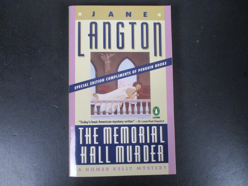 The Memorial Hall Murder by Jane Langton 1981 Homer Kelly Mystery Penguin PB