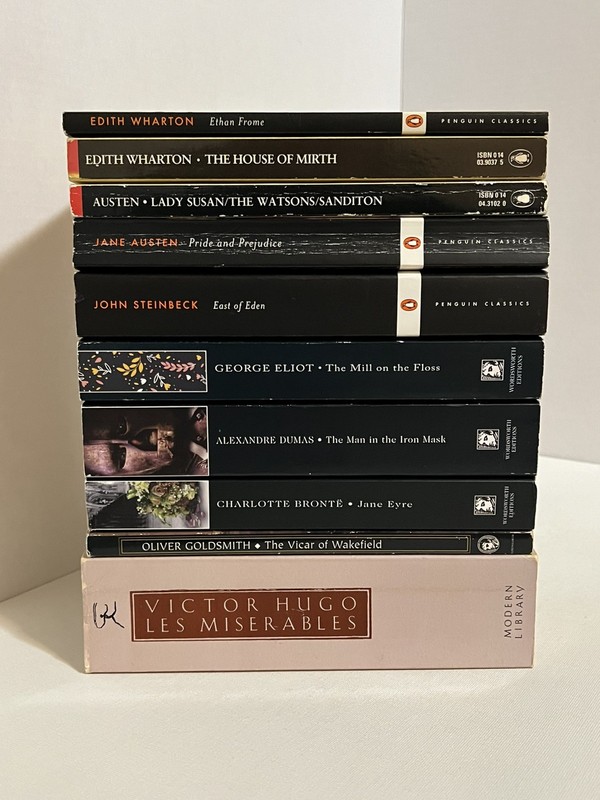 Classic Book Lot John Steinbeck Jane Austen George Eliot Charlotte Bronte Dumas