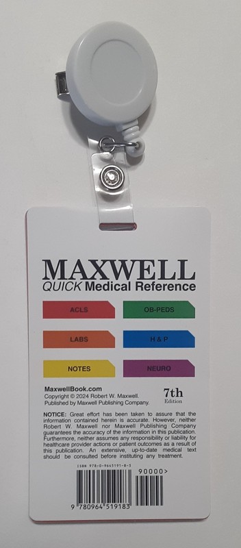 Maxwell Quick Medical Reference Book 7th Edition- Badge Size Vertical