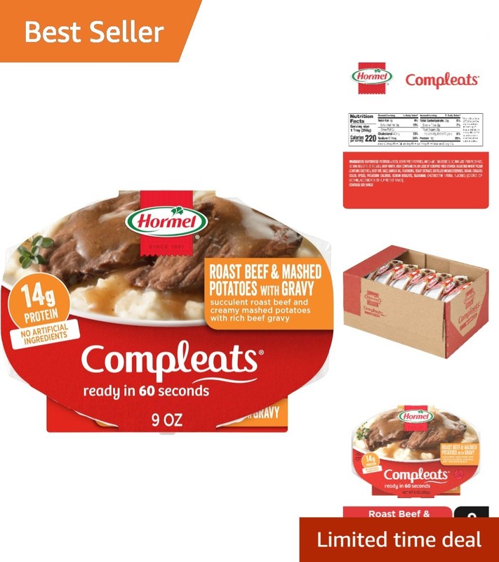 Roast Beef & Mashed Potatoes Microwave Tray – 9oz Pack of 6 for Quick Meals