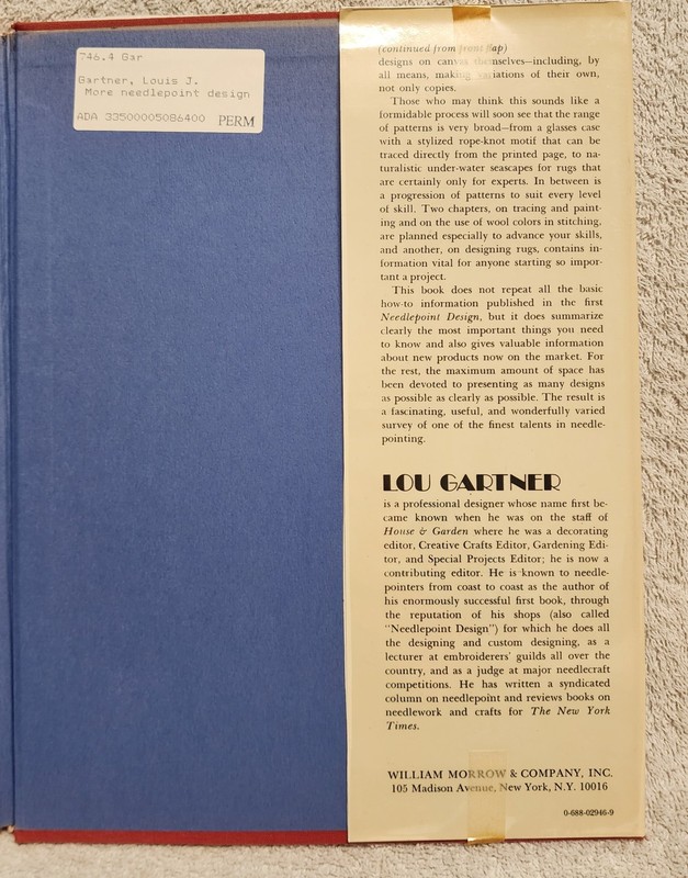 More Needlepoint Design by Lou Gartner 1975 Hardcover HCDJ 1st Print ex lib gallery