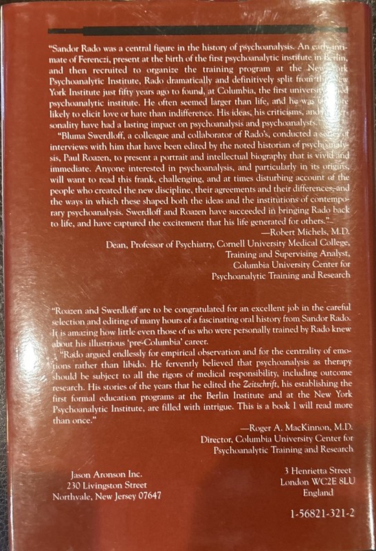 HERESY: SANDOR RADO AND THE PSYCHOANALYTIC MOVEMENT By Paul Roazen & Bluma VG gallery