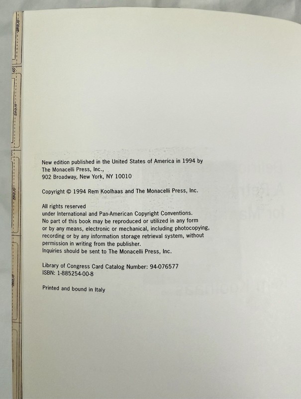 Delirious New York Rem Koolhaas 1994 Monacelli Press Architecture Book Paperback gallery