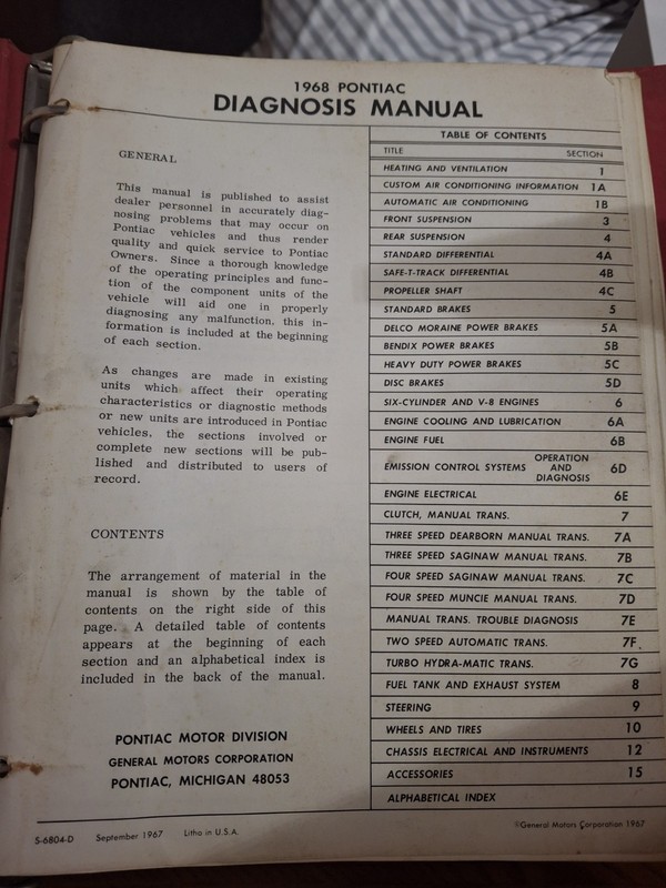 1967-68 Pontiac Diagnostic Manual