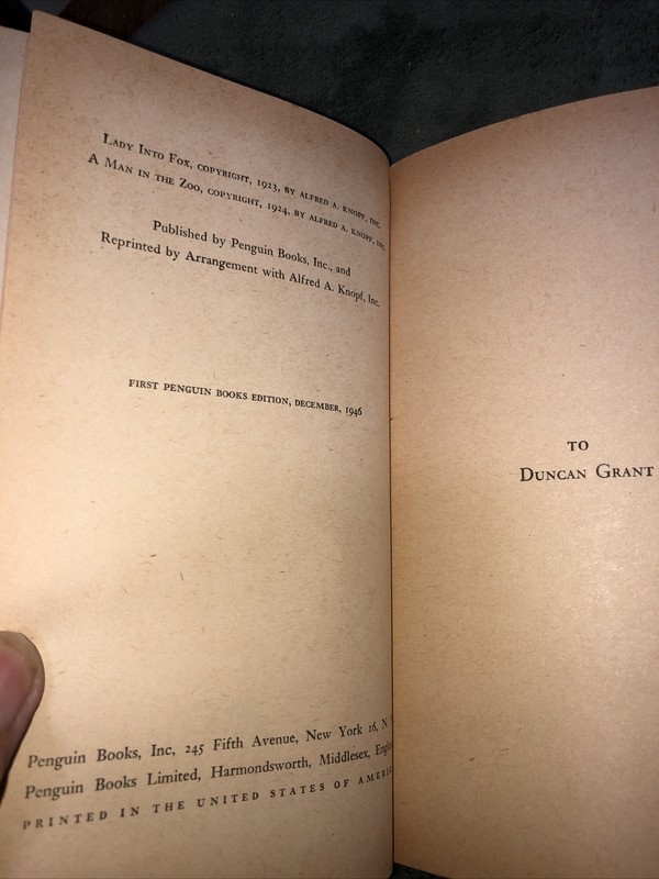 1946 Lady Into Fox by D. Garnett. Penguin Paperback. Small Thin Pb. 148 pages gallery
