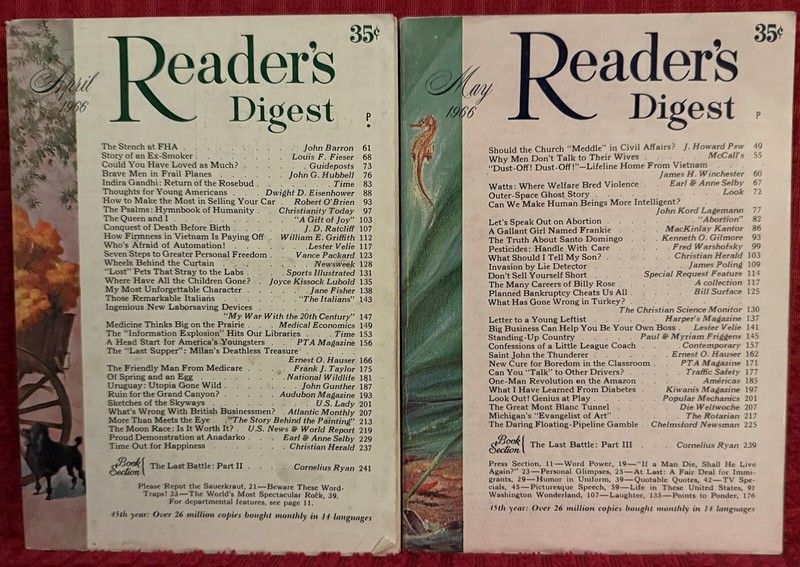 1966 April May READER’S DIGEST MAGAZINE Vintage History Short Story Tales