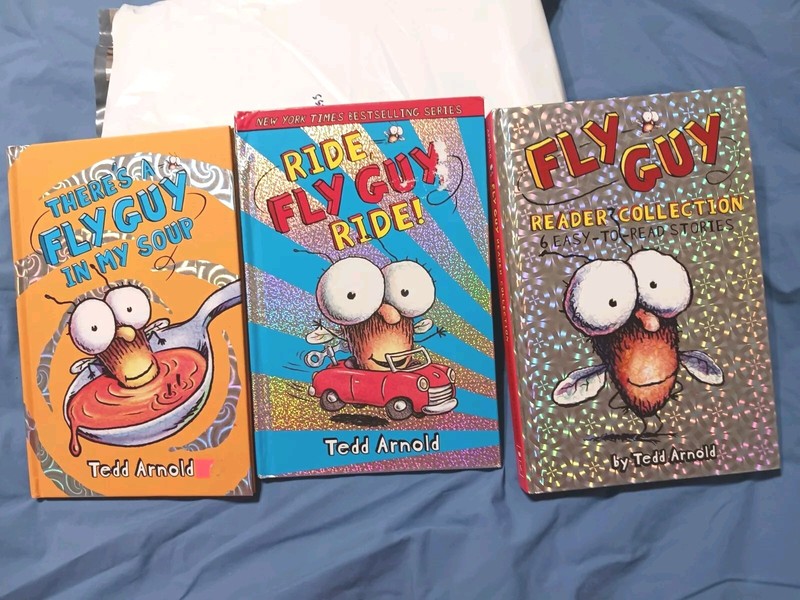 Lot of 3 FLY GUY Books By Tedd Arnold Hard Cover 6X9″ 6 Stories In One Book