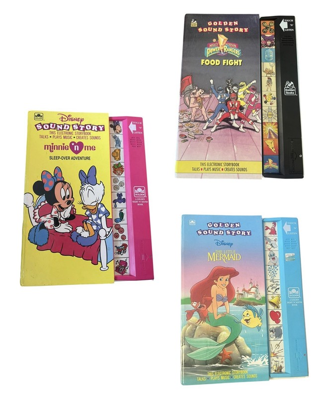 VTG Golden Sound Story Books Lot Of 3 Disney & Power Rangers (Minnie N Me AS IS)