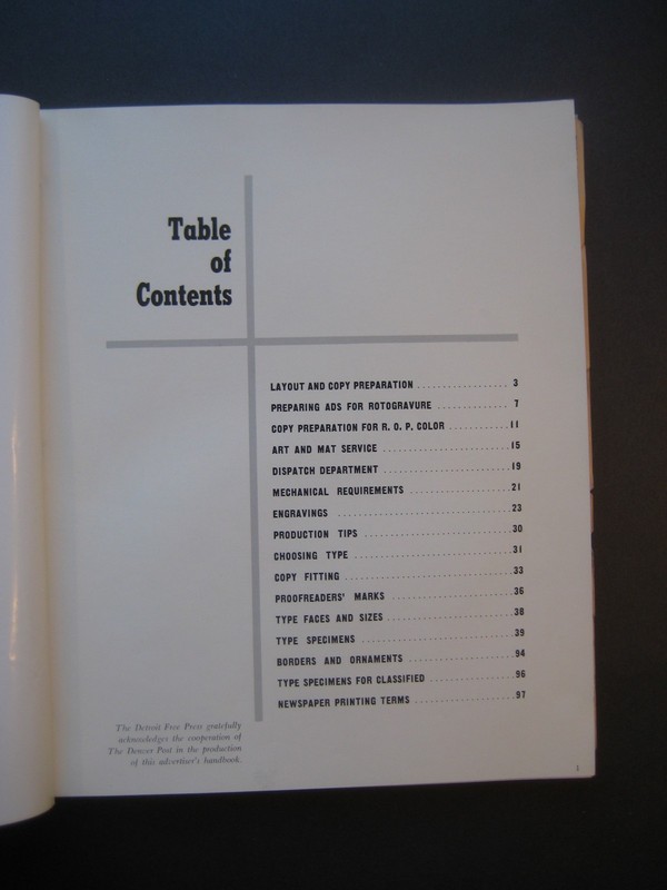 Detroit Free Press Advertiser's Production Procedures & Type Specimens Handbook gallery