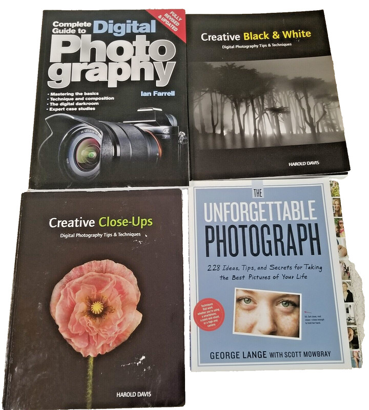 Lot of 4 Digital Photography Guide Books Black & White Creative Close Ups