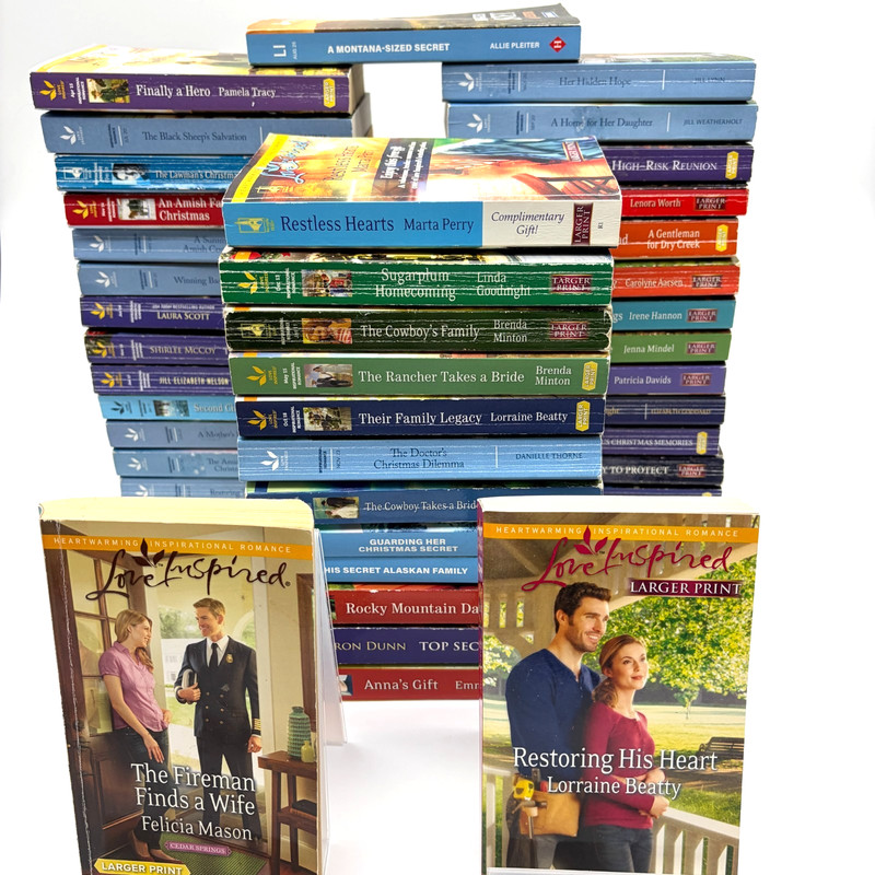 Love Inspired Suspense Romance LARGER PRINT Paperback Books Lot of 43