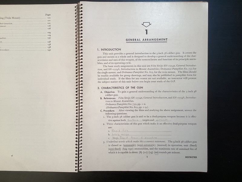 1945 Navy 5 Inch 38 Caliber Gun Student Guide in Maintenance Procedures SC Book gallery