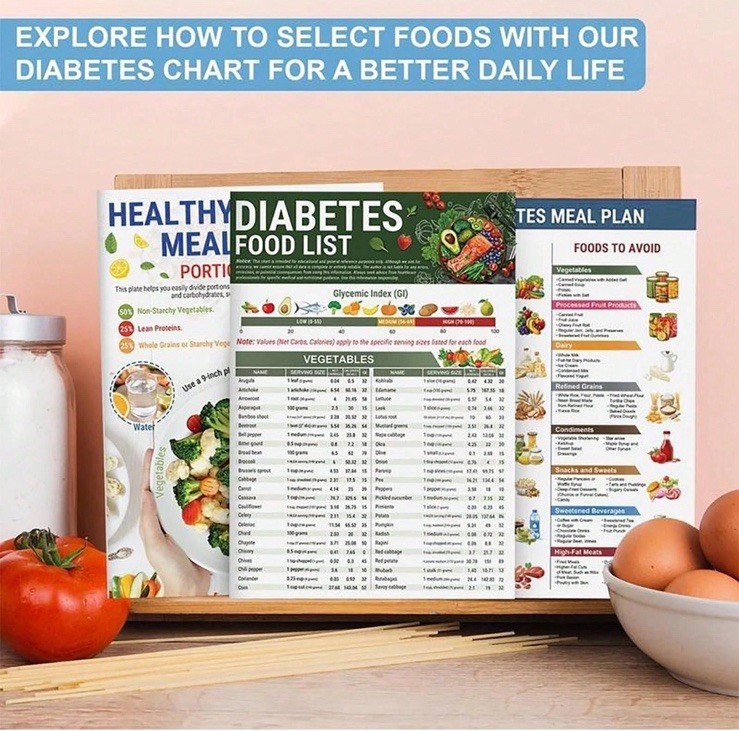 3PCS Diabetes Food List Chart and Meal Planner for Diabetics Type 3 Diabetes Die gallery