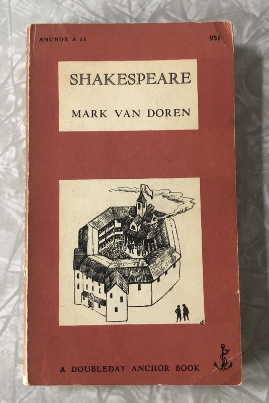 Vtg Shakespeare By Mark Van Doren, Doubleday anchor books, 1953